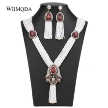 2 шт./партия Новое поступление этнические нигерийские Свадебные кисточки ручной работы Африканские бусы ожерелье серьги Ювелирные наборы для женщин