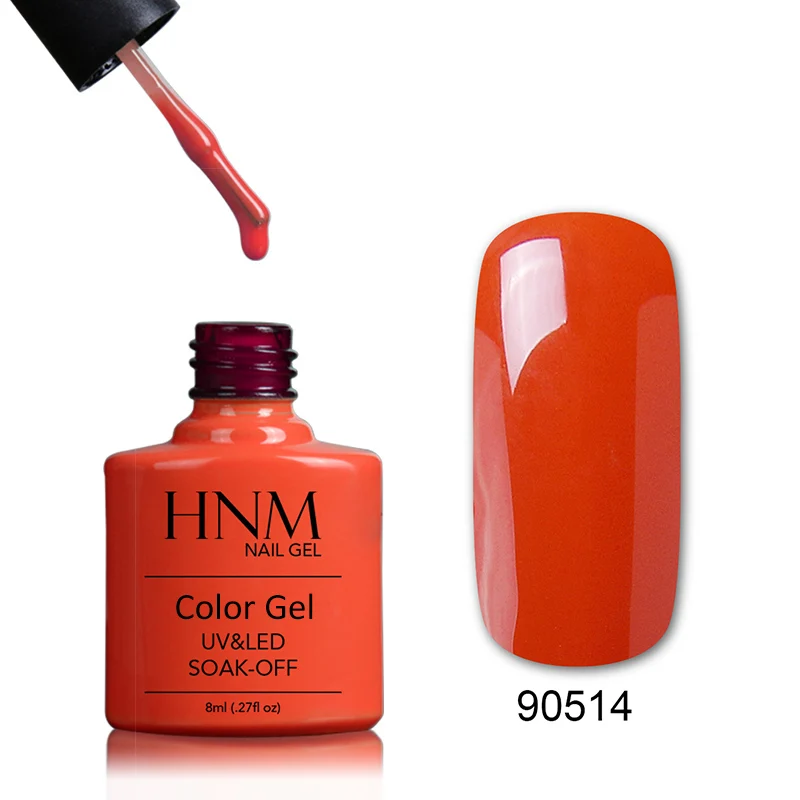 HNM Гель-лак для ногтей, цветной флакон, 8 мл, телесный, розовый, красный, полуперманентный базовый топ, грунтовка, гибридный лак для тиснения - Цвет: Orange