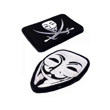

Ten piece a lot 3D Embroidery armband Loop And Hook V vendetta patches Embroidery armband Spartan surgeon patch