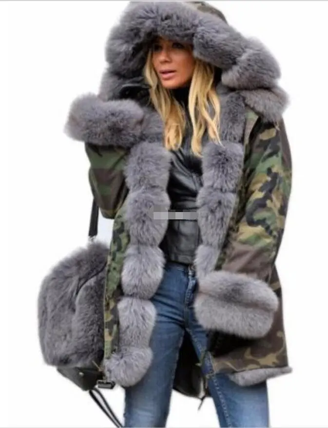 Зимняя женская куртка, длинное стильное меховое Женское пальто с капюшоном, зимняя одежда размера плюс, женское хлопковое пальто, женские парки из лоскутного меха