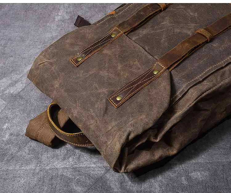Для мужчин супер большой ёмкость рюкзак масло воск холст коровьей ручной работы Винтаж 17 дюймов ноутбук туристический рюкзак mochila hombre