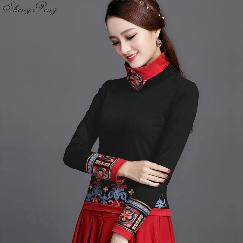 Traditional chinese clothing for women cheongsam top womens tops and blouses elegant ladies retro style tops Q615