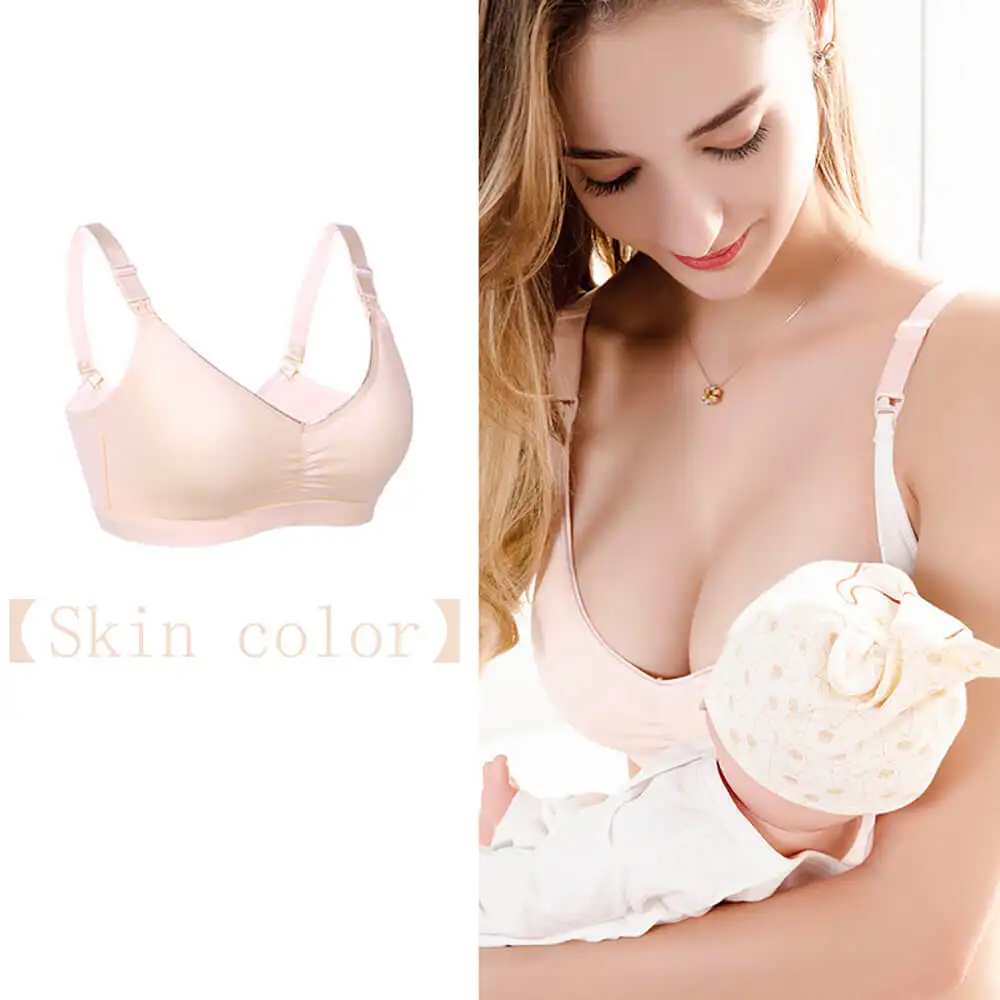 Skin color TINGFEI Бескаркасный воздухопроницаемый бюстгалтер Грудное вскармливание Бюстгальтер для кормления хлопок одежда грудное вскармливание платья для беременных женщин беременность грудь сон удобный нижнее белье кружево - Цвет: Skin color