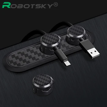

Magnetic Cable Organizer carbon fiber USB Cable Management Winder Clip Desk Wire Cord Protector Cable Holder For iPhone