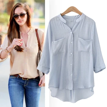 

5xl plus big size tops blusas feminina 2016 new korean spring autumn women shirts fashion thin shirt female A1423