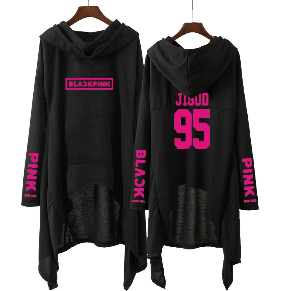 Kpop Blackpink 2019 Spring Women Black Hooded Sweatshirt Long Skirt BLACKPINK New Album Square Up Print Harajuku Sweatshirt Tops