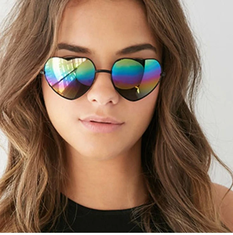 QIFU/Гавайские вечерние солнцезащитные очки с украшениями, летние вечерние очки для бассейна, пластиковые очки, новые модные женские солнцезащитные очки в форме сердца