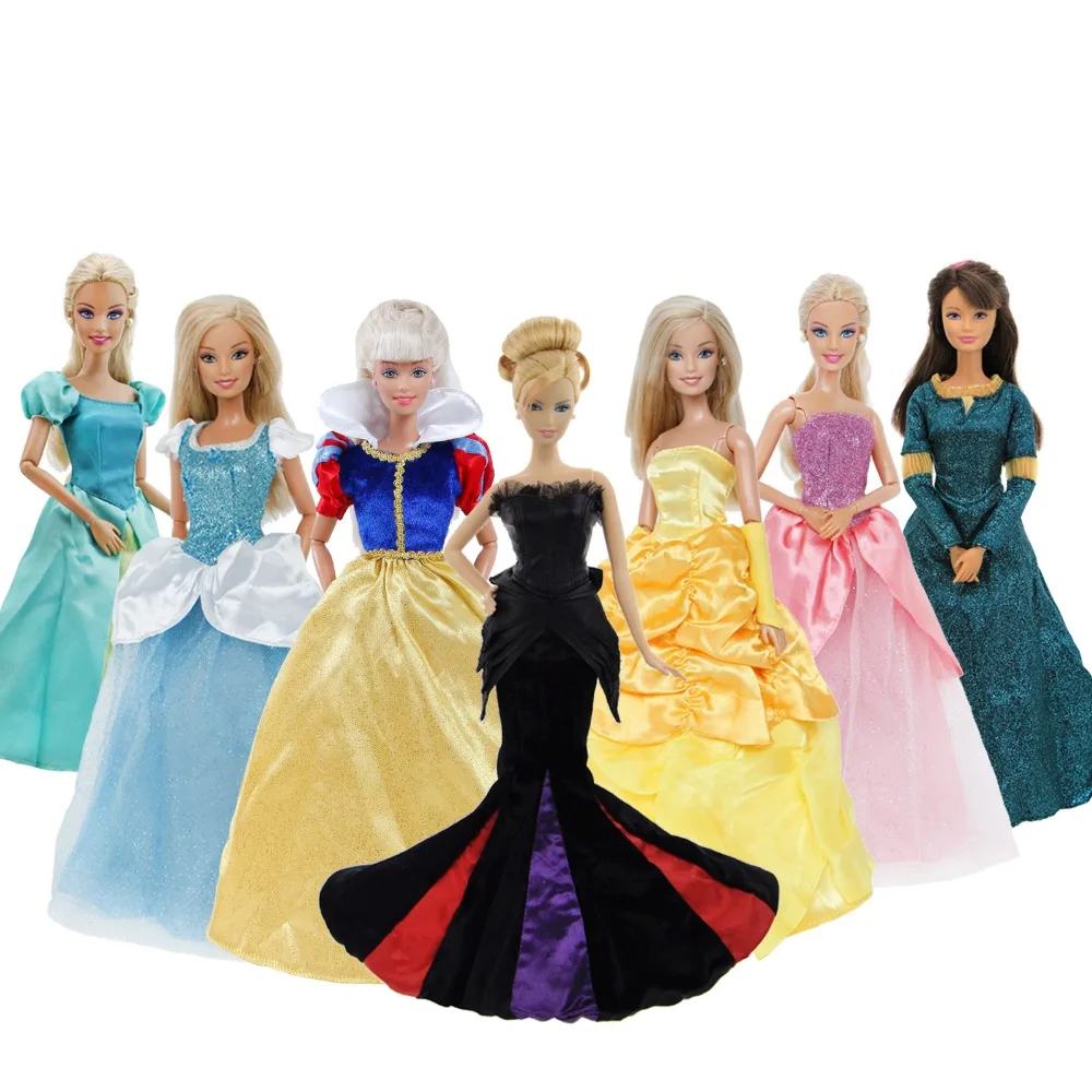Ограниченная Коллекция платьев для куклы Барби, одежда для сказочных платьев, копия Беллы Золушка, Русалка, юбка принцессы, аксессуары, игрушки