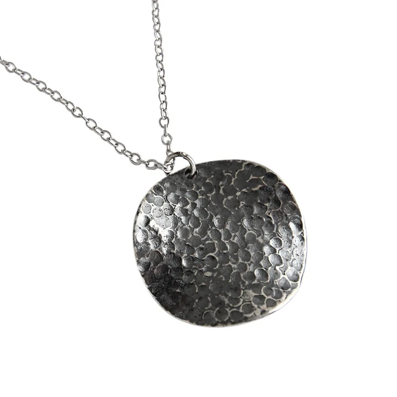 

Retro Concave Convex Round 925 Sterling Silver Necklace