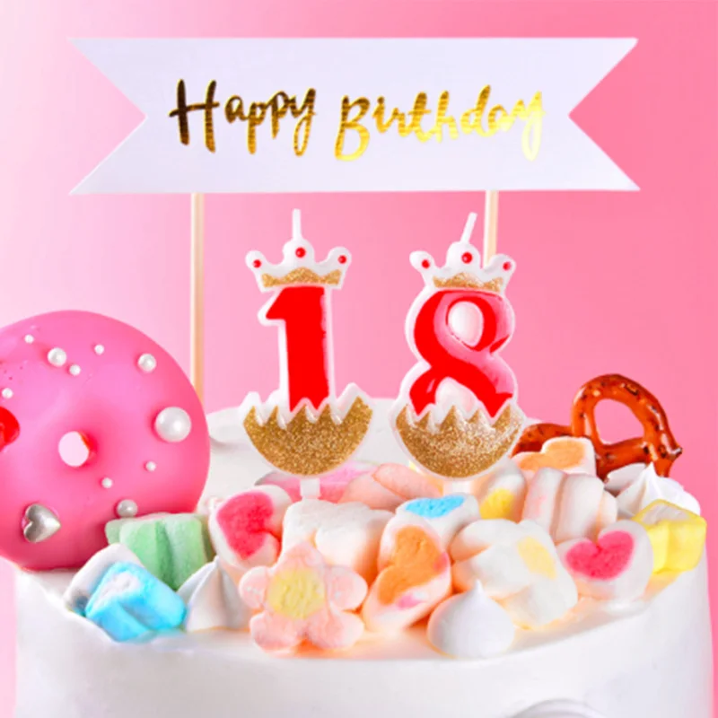 Свечи на день рождения с цифрами 1, 2, 3, 4, 5, 6, 7, 8, 9, 0, золотые, красные свечи на день рождения для торта, вечерние украшения для торта