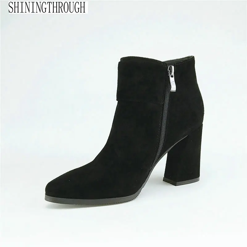 

Genuine Leather Women Ankle Fashion Buckle Boots Sexy High Heel Zipper Women Shoes Spring Autumn Party Dress Shoes
