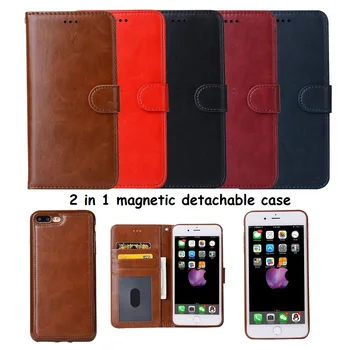 

For iPhone X 7 8 6sPlus Luxury Wallet Case 2in1 Multi-functional PU Leather Phone Cases Magnetic Detachable soft TPU bookcover