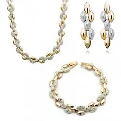 Wholesale Gold Plated rhinestone Austrian Crystal Jewelry Sets fashion wheat necklace bracelet earrings set b77