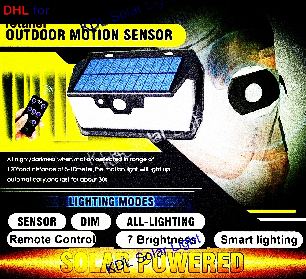 

55 LED 900lm Solar Light remote control radar smart 3 side lighting Leds Waterpr IP cam street wall lamp yard camp