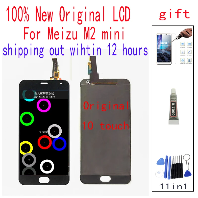 

Original LCD For Meizu M2 Mini Touch Screen Digitizer Display 5.0" Cellphone Black Color Free Shipping
