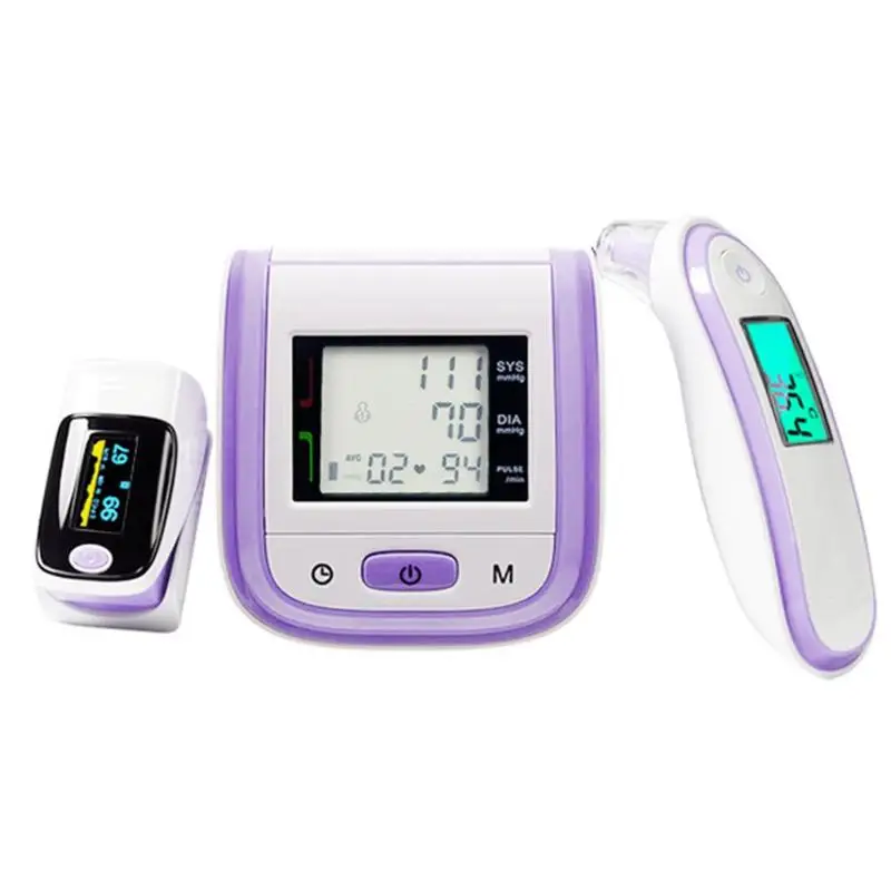 

3pcs LED Fingertip Pulse Oximeter & Wrist Blood Pressure Monitor & Baby Infrared Thermometers Household Health Care Device