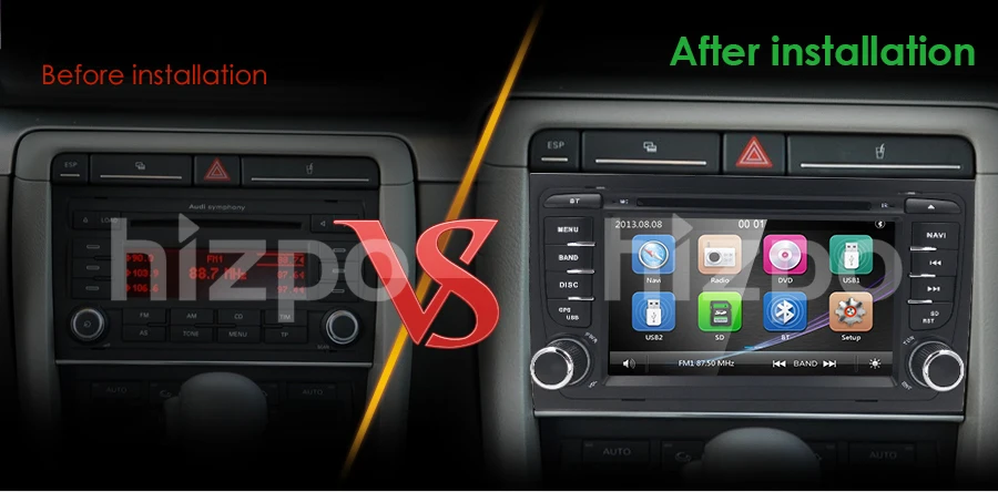 Perfect HIZPO 7 Inch Touch screen Car DVD player for Audi A4 B6 2000-2006 year RS4 Seat Exeo GPS navigation BT DVR  Free camera Map card 2