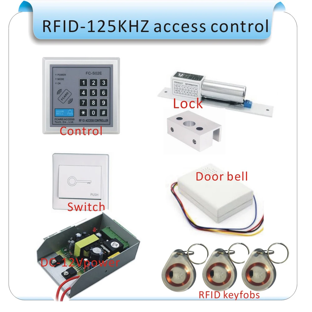 Rfid двери Система контроля доступа комплект + Чеканный замок на дверь Кристалл клавиатуры Кнопка выхода в наличии