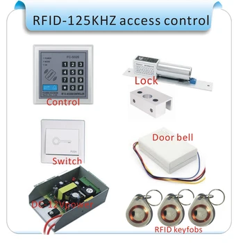 

Rfid Door Access Control System Kit Set +Strike Door Lock +Rfid crystal Keypad + Exit Button IN STOCK