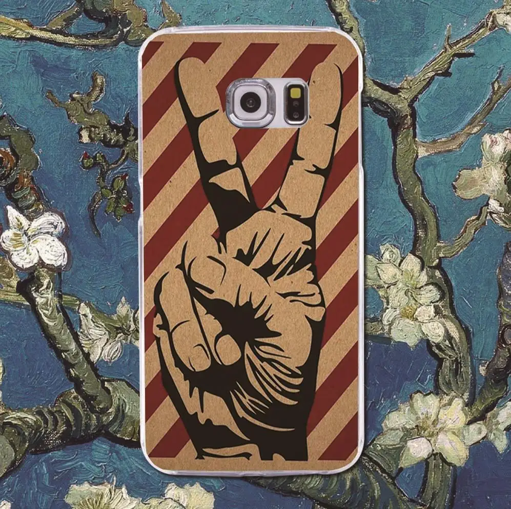 luxury frosted For Samsung S5 Victory sign Cover case for Galaxy S3 S4 S6 Edge S7 Original Phone Accessories |