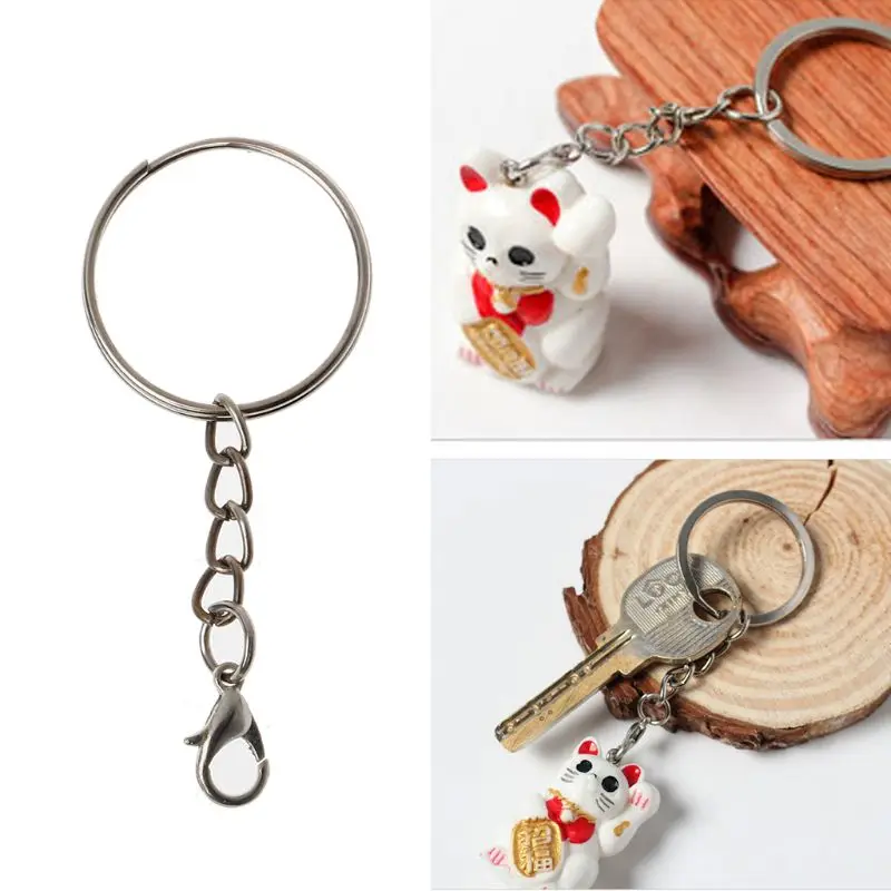 

20Pcs Metal Split Lobster Clasp Hook Key Chain Rings with Chain Jewelry Making