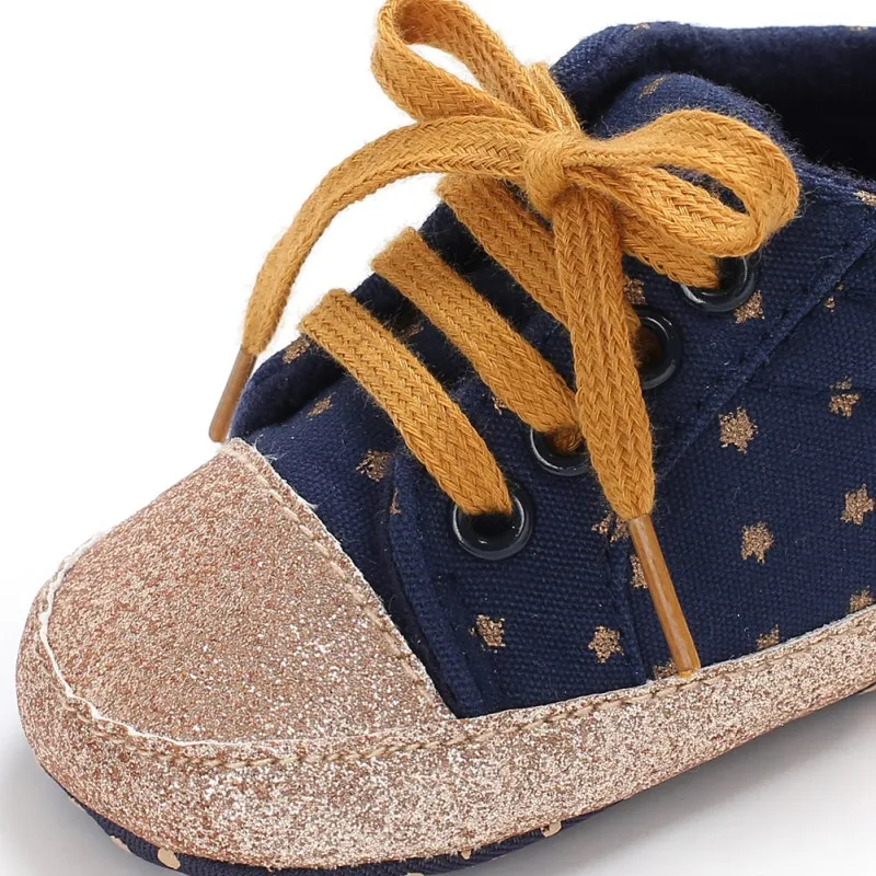Детская обувь с кружевом в горошек для мальчиков и девочек; Повседневная Нескользящая модная обувь для малышей