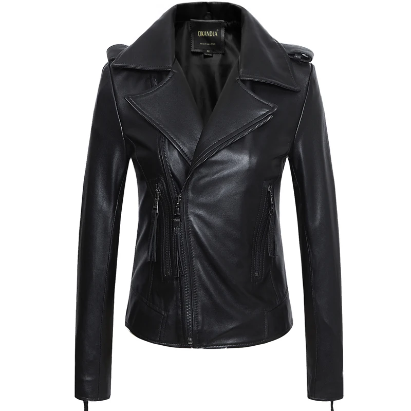 YR!Free shipping.sales. Brand new woman genuine leather jacket.fashion sheepskin coat.cool casual jacket,plus size sales