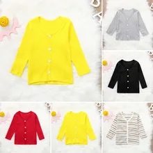 Осенне-зимний хлопковый свитер, топ для маленьких мальчиков и девочек, однотонный вязаный кардиган, свитер, Детская весенняя одежда