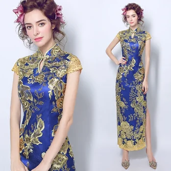cheongsam dress lace red blue white glod qipao long dragon and phoenix long chinese style wedding traditional elegant mermaid