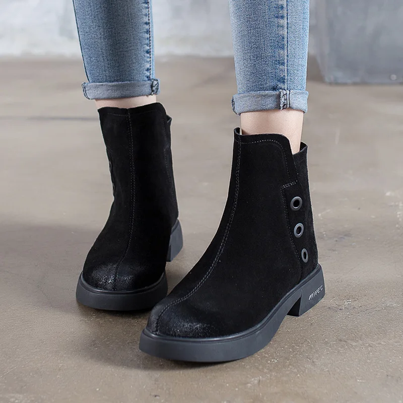 

Casual flat Martin boots leather women's boots 2018 autumn and winter new matte leather ankle boots with boots