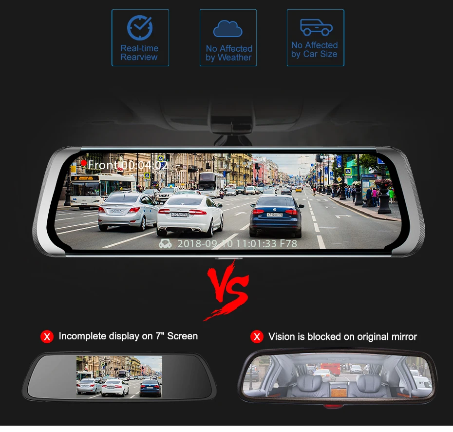 Car & Vehicle Electronics Car Electronics AWESAFE 4K Mirror Dash Cam 12