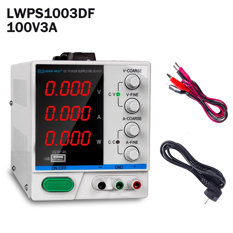 

100V3A DC Power Supply Repair Tool LED Digital Regulators Lab Adjustable Power Source Switching Voltage Switchmode LWPS1003DF