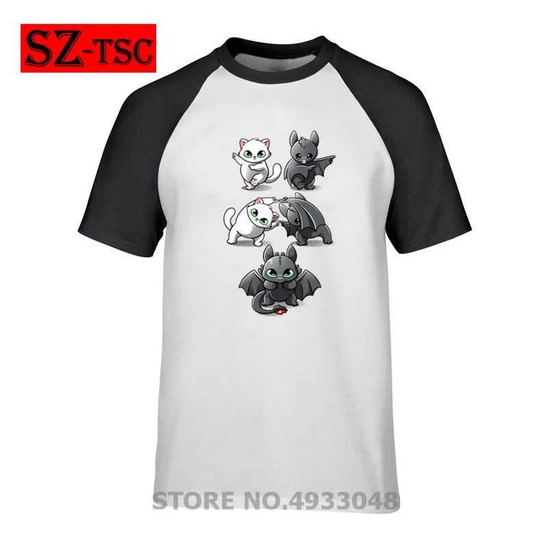 

T Shirt Men Summer Short Sleeve Printed T-shirt Toothless Night fury fusion between how to train your dragon and dragon ball