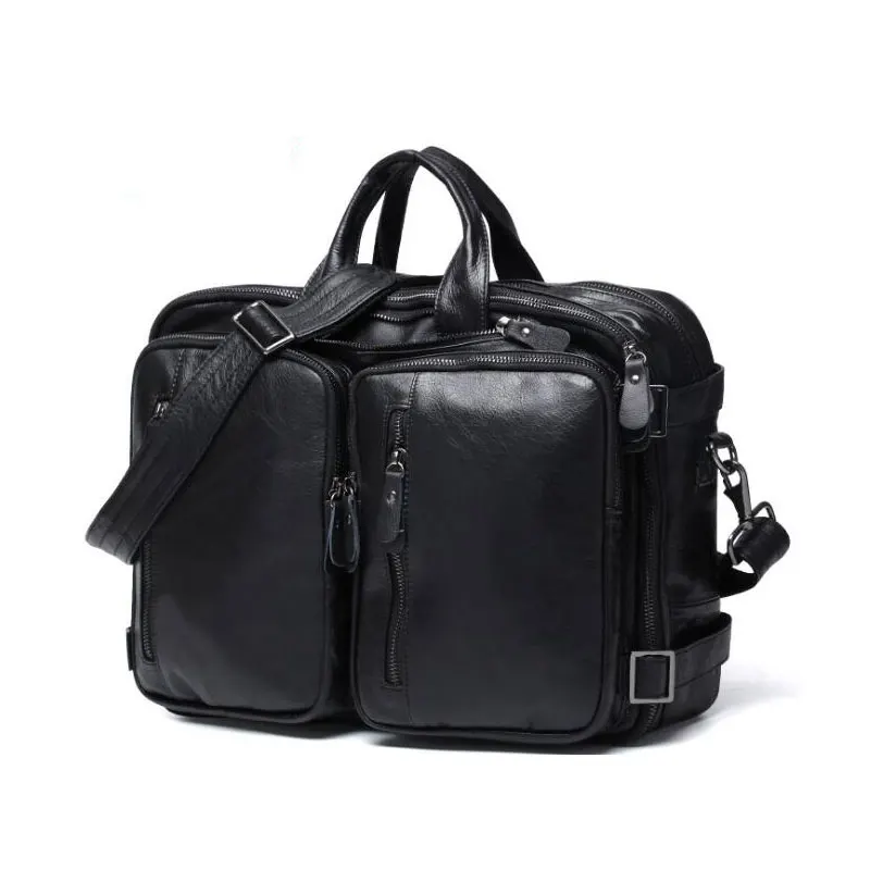 

Men Briefcases 100% Genuine Leather Handbags Oil Leather Male Messenger Bags Multi-function Crossbody Travel Hand Bag