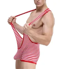 Для Мужчин's борцовское трико боди, 95% хлопок+ 5% спандекс полосы подвязка Манкини, Цвета(красный и черный), Размеры S/M/L/XL