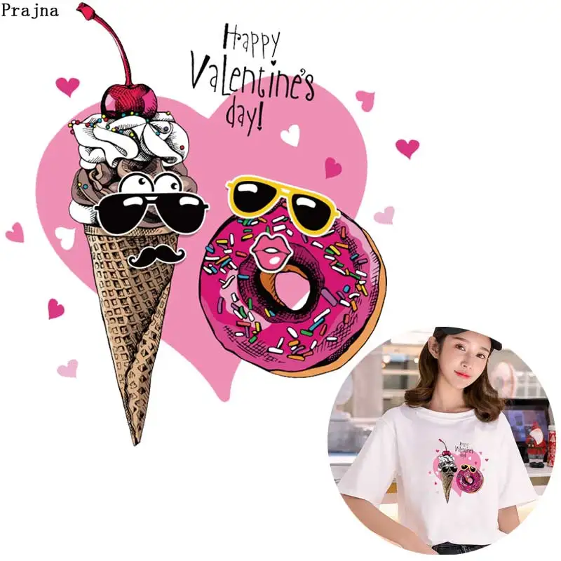 

Prajna Cartoon Ice Cream Stickers Iron On Patches For Clothing Heat Transfers Girl Shirt Summer Stickers Candy Decoration H