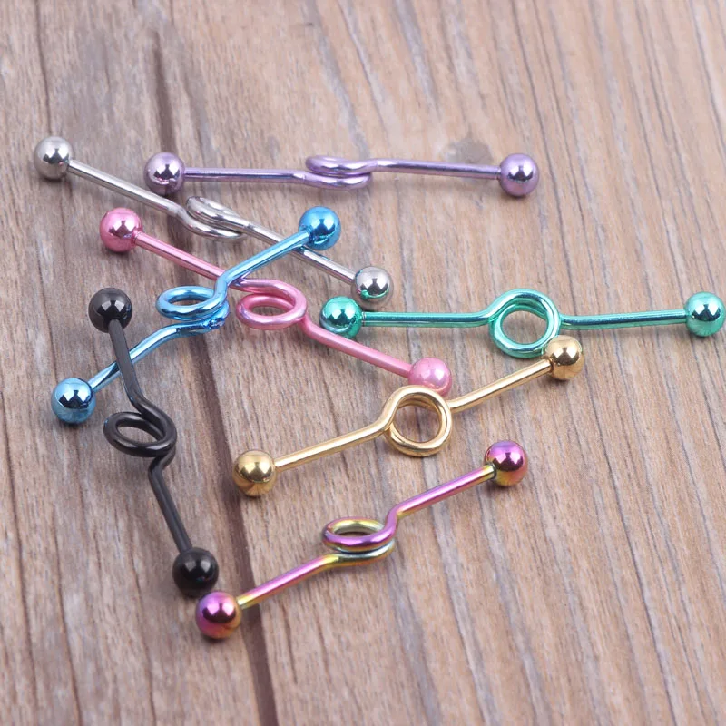 Industrial Barbell Coil 14 Gauge Cartilage Earring Jewelry Ear Unique Sexy Gift 8 color 80pcs piercing body