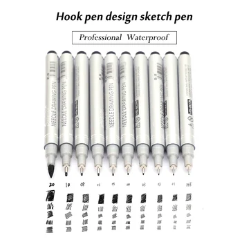 

10 Tip Sizes Waterproof Pigment Fine Line Sketch Markers Pen Micron Neelde Drawing Pen For Writing Hand-Paint anime Art Supplies