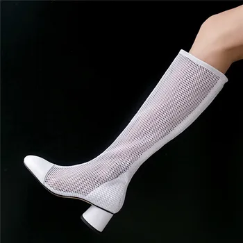 

ASUMER Plus size 33-42 New Genuine leather Boots Summer Sandals Boots cut outs gladiator knee high boots mesh fashion lady shoes