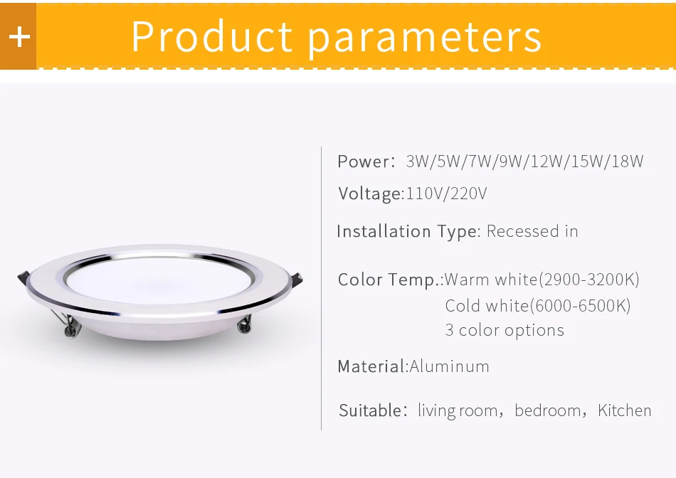 Ultra Thin Led Downlight Recessed Down Light 3W 5W 7W 9W 12W 15W Round Spot Lamp Living Room Bedroom Kitchen Indoor 220V 110V