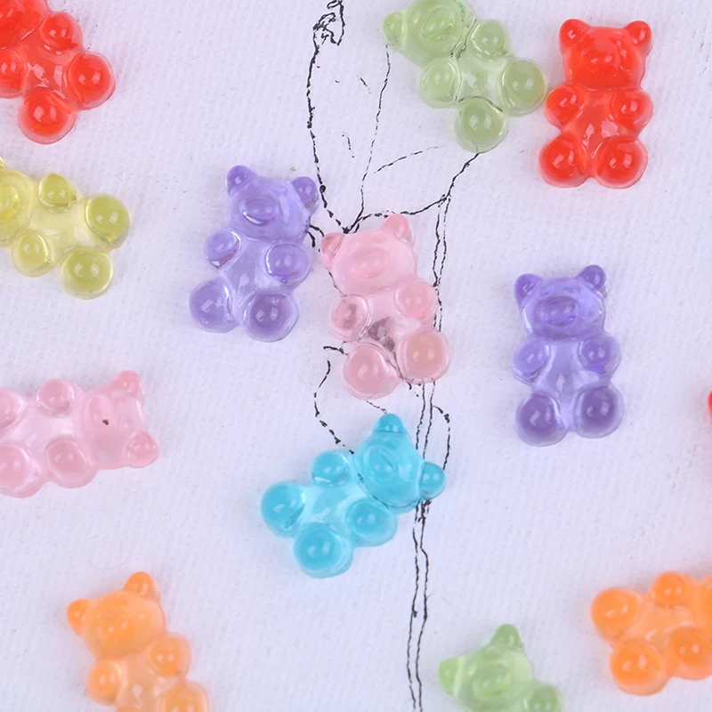 12Pcs Mini Bear Beads Rubber Soft Slime Charms Plasticine Slime Accessories  Beads For Crystal Mud Fluffy Slime 