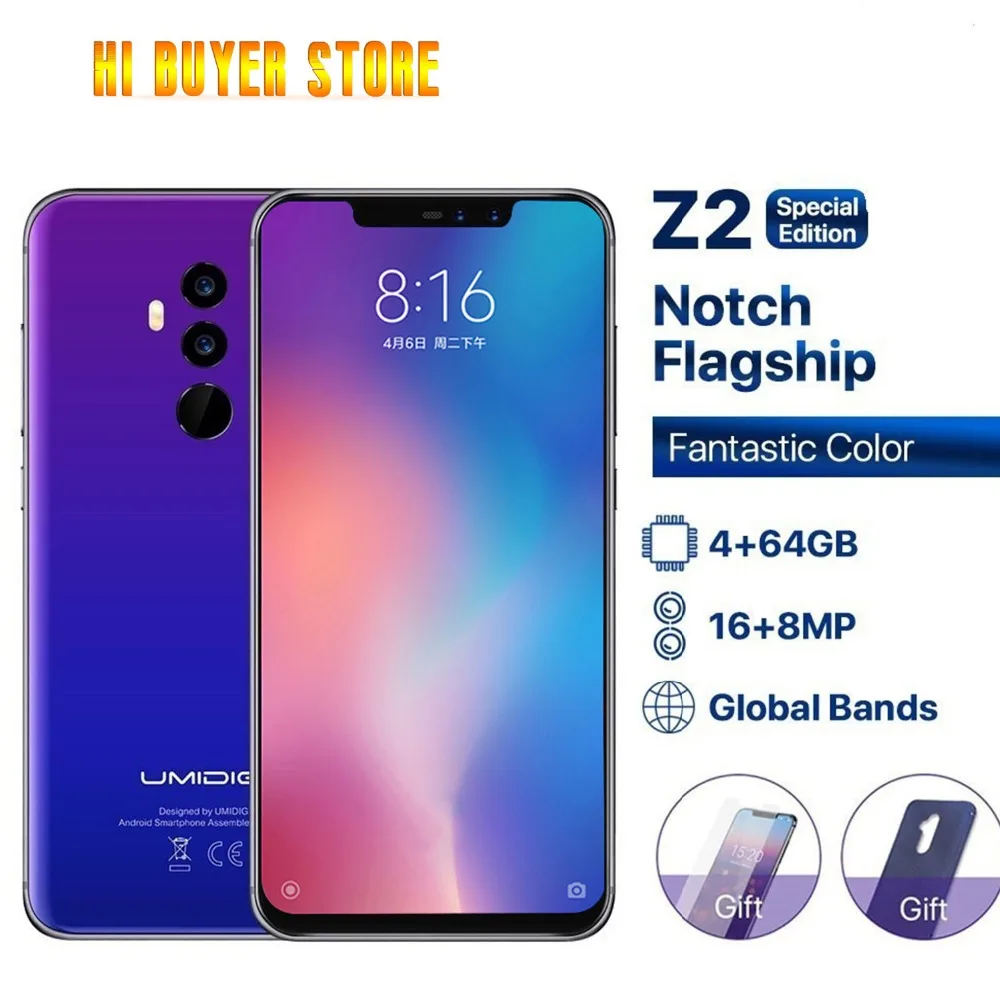 Umidigi Z2 Special Edition Глобальный группы 6,2 "Fhd + полный Экран Helio P23 4g + 64 gb F/1.7big Aperturecamera Android 8,1 4g смартфон