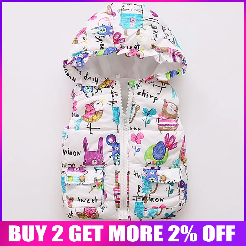 

BibiCola autumn winter baby girls vest cartoon down tops infant girls warm thicken waistcoat clothes fashion girls outerwear top