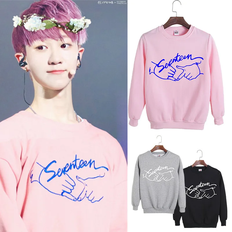 2017 spring kpop seventeen concert same printing o neck sweatshirt for