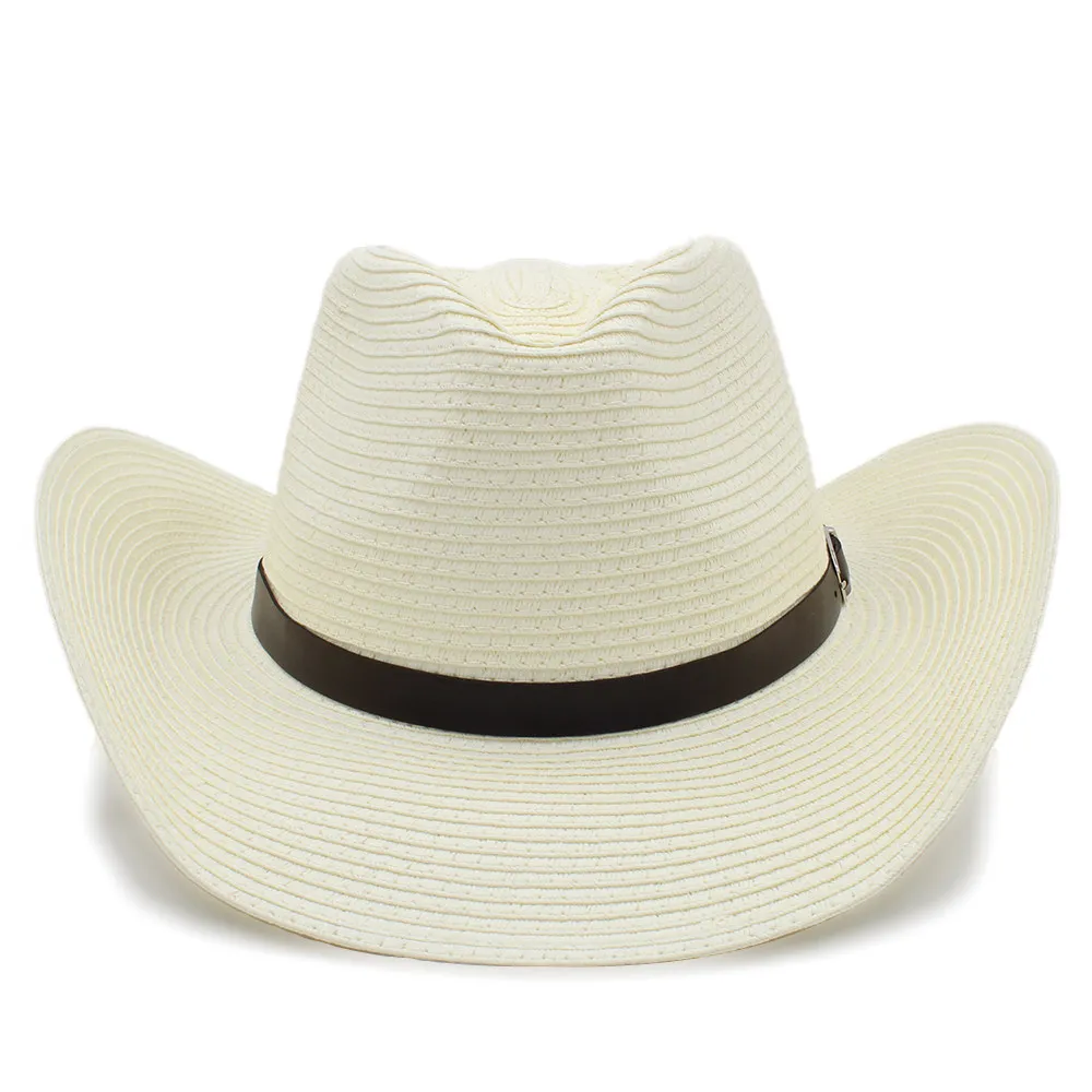 Модная мужская соломенная западная ковбойская шляпа с ветрозащитный трос для джентльмена папа пляж солнце Sombrero шляпа размер 58 см A0116-JQ