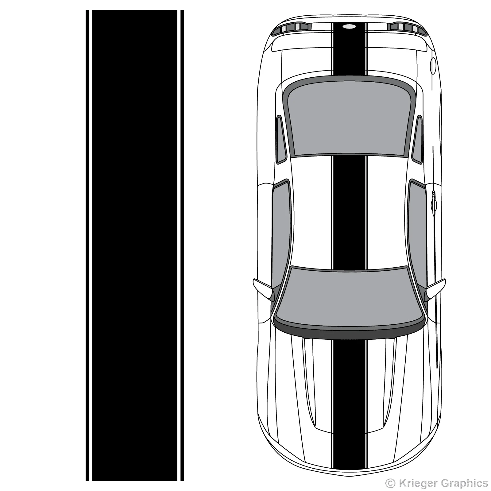 

For Ford Mustang Center Racing Stripe Vinyl Decal Kit Car styling