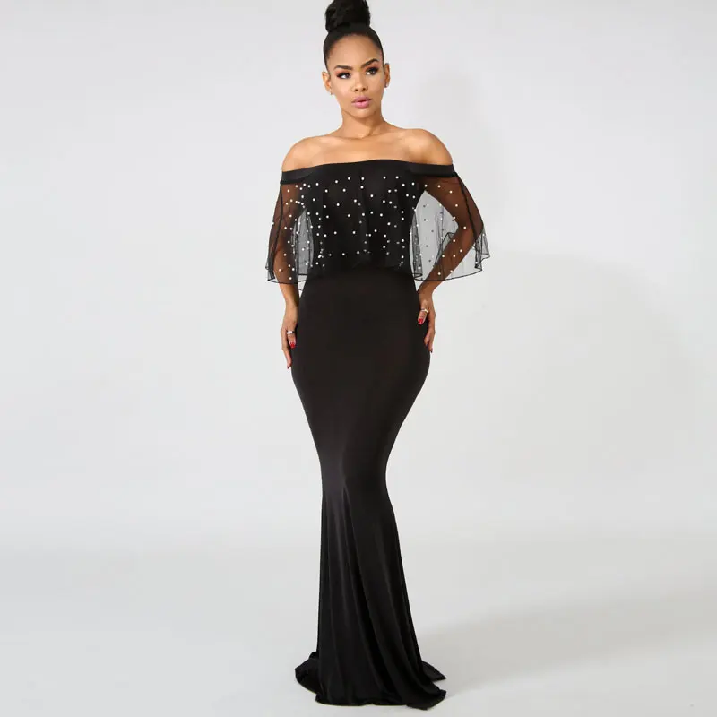 

Glamorous Mermaid supersize evening dress Elegant Net yarn Nail bead evening gown Prom Large size Party Dresses formal dress