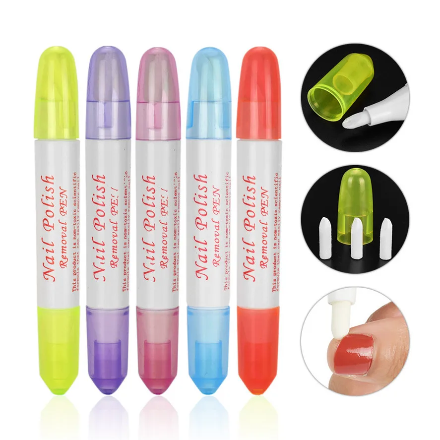 New Nail Gel Polish Remover Pens 5Pcs Nail Polish Remover Pens Cotton