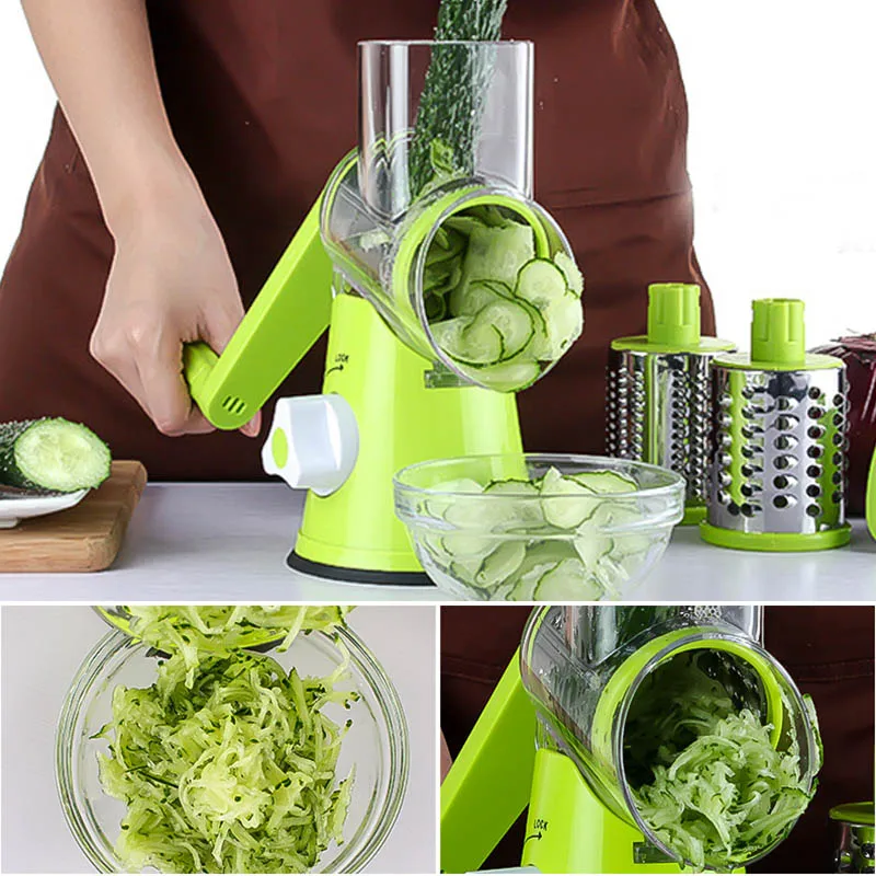 Manual Round Vegetable Slicer Vegetable Chopper Cutter Potato Julienne Carrot Slicer Cheese Grater Blades Kitchen Tool