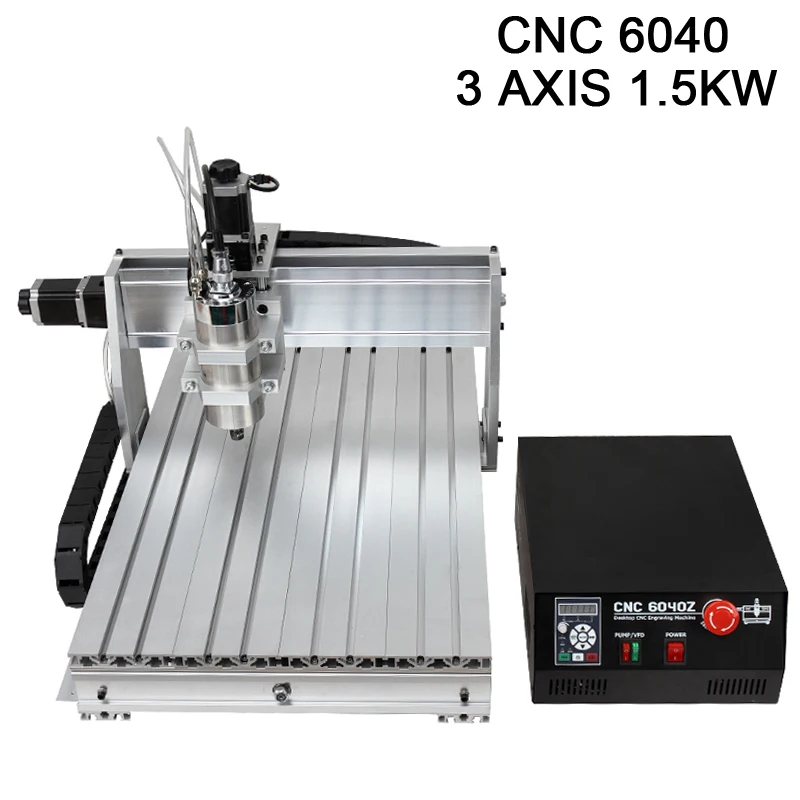 

CNC 6040 3 axis 1.5KW spindle with ballscrew tailstock rotary axis cnc router engraver machine